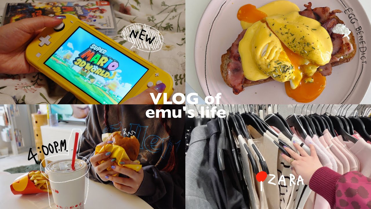 VLOG/好きなことだけする週末🎮スイッチのソフトと春服購入,ブランチ作り,久しぶりのロッテリア