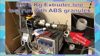 DIY 6 Kg Extruder Line - test run with ABS pellets