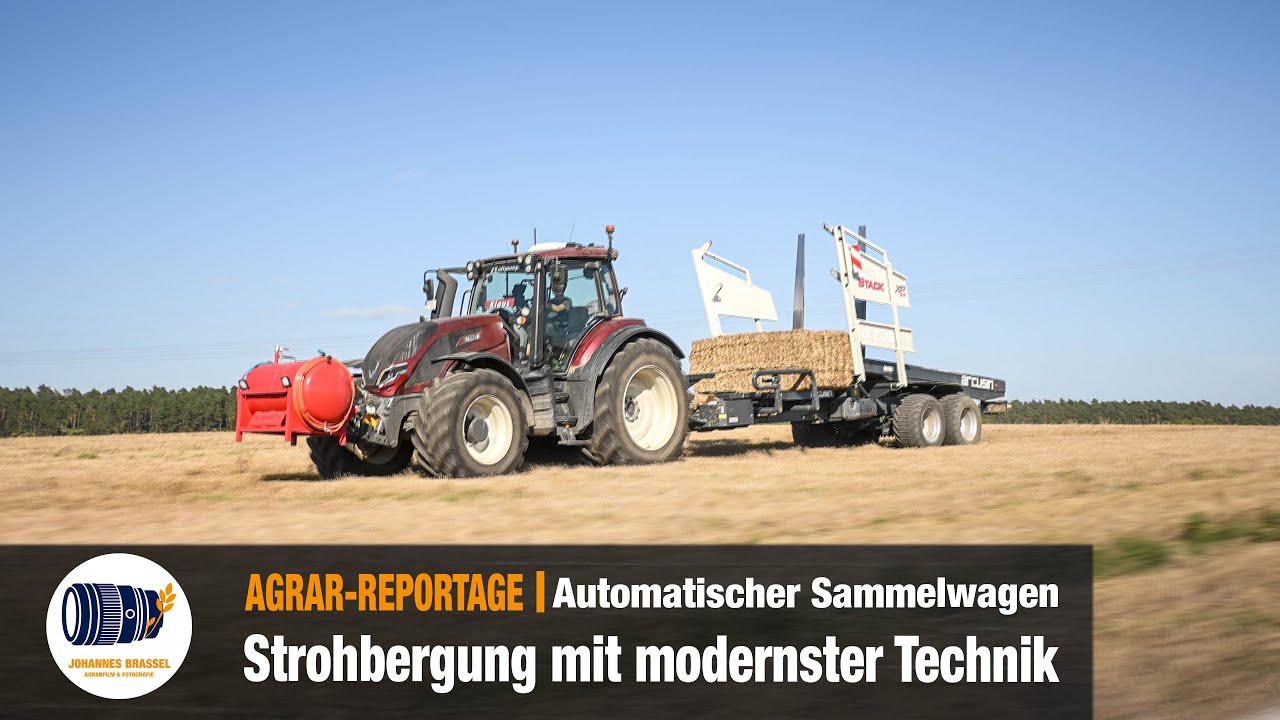 Strohbergung: Automatischer Sammelwagen im Einsatz | Arcusin AutoStack | Valtra T-Serie