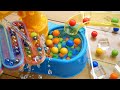 Marble Run Race ASMR ☆ Handmade wooden slope & yellow somen slider