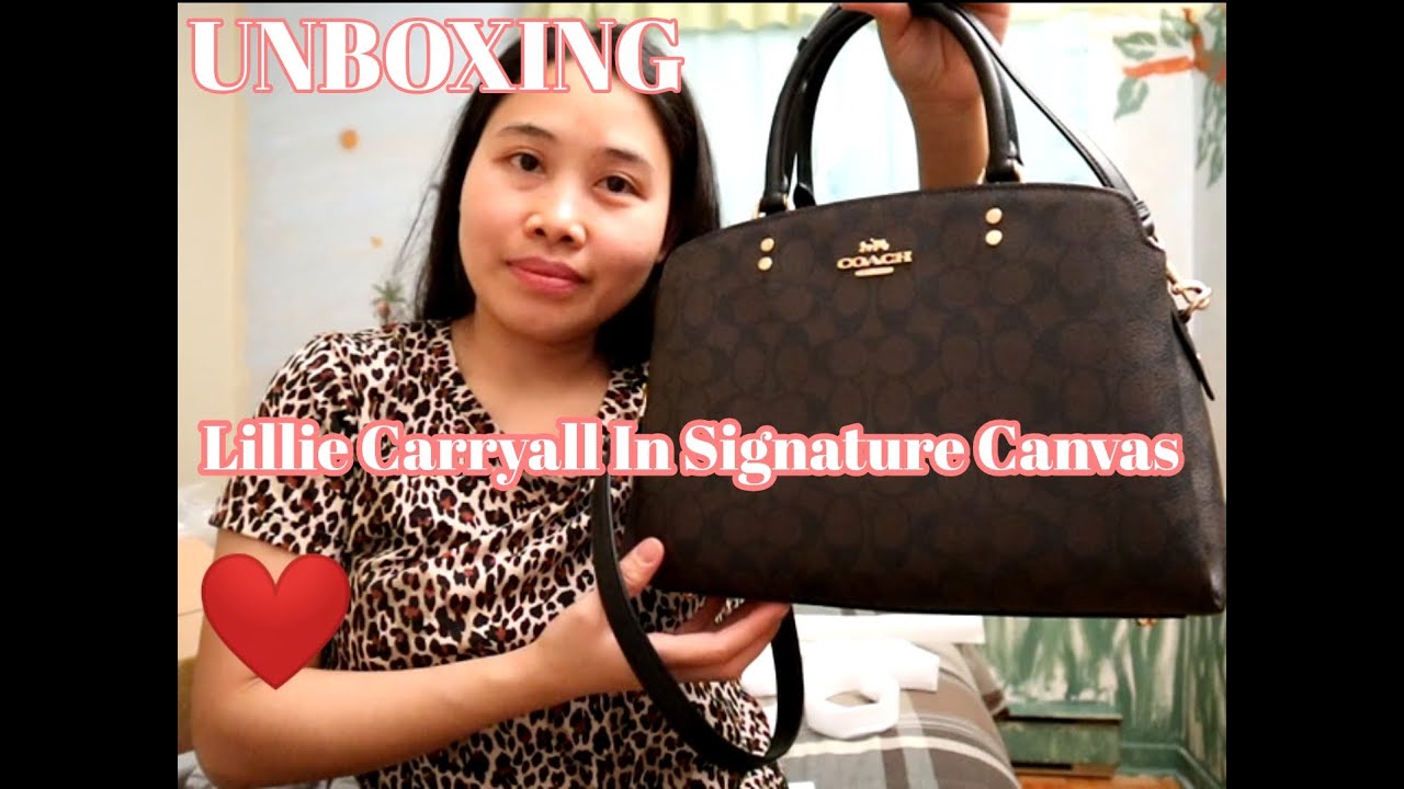 LILLIE CARRYALL IN SIGNATURE CANVAS | COACH HANDBAG | COACH OUTLET |  UNBOXING | NovieTube Channel - YouTube