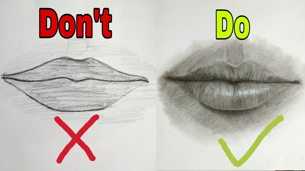 Cara membuat gambar bibir yang benar || How to draw lips ...