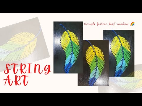 #stringart string art How to make feather leaf rainbow 🌈 simple wall decor #walldecor