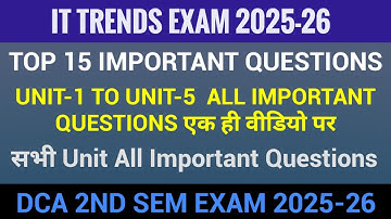 IT TRENDS ALL IMPORTANT QUESTIONS | DCA 2ND SEM IT TRENDS ALL UNIT IMPORTANT QUESTIONS #dca 