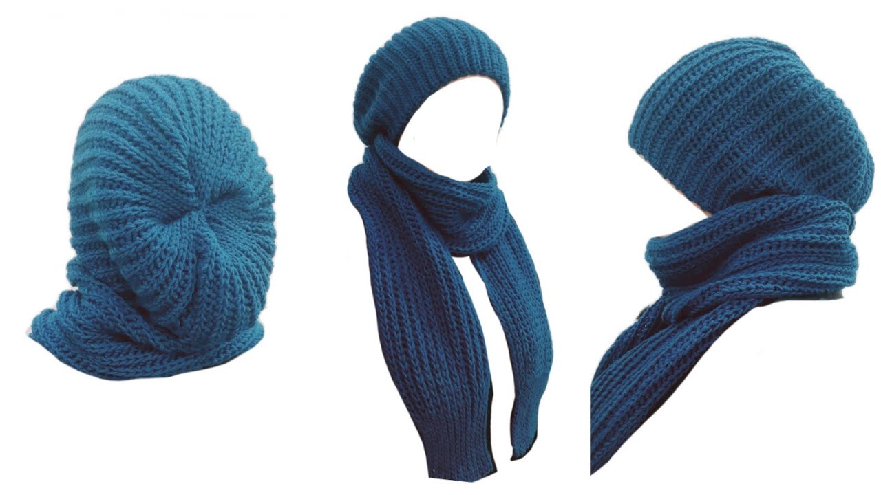 كروشيه أسهل واسرع طريقه لعمل طقم ايس كاب وكوفيه رجالي وسيدات وأطفال غرزة التريكو بالكروشيه