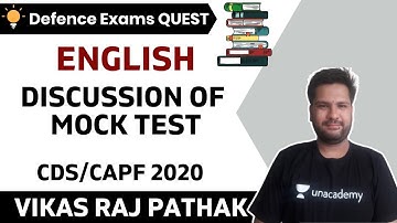 Discussion of Mock Test (Part-1) | English | Target CDS/CAPF/NDA/AFCAT 2020 | Vikas Raj Pathak