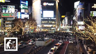 [4K] Shibuya Crossing at night in Tokyo Japan 4k landscape -1 Hour Fixed Angle Video, ASMR