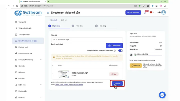 [Gostream] Hướng dẫn livestream từ video có sẵn lên page và trang cá nhân
