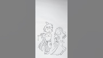 Radha and Krishna simple pencil outline drawing step by step