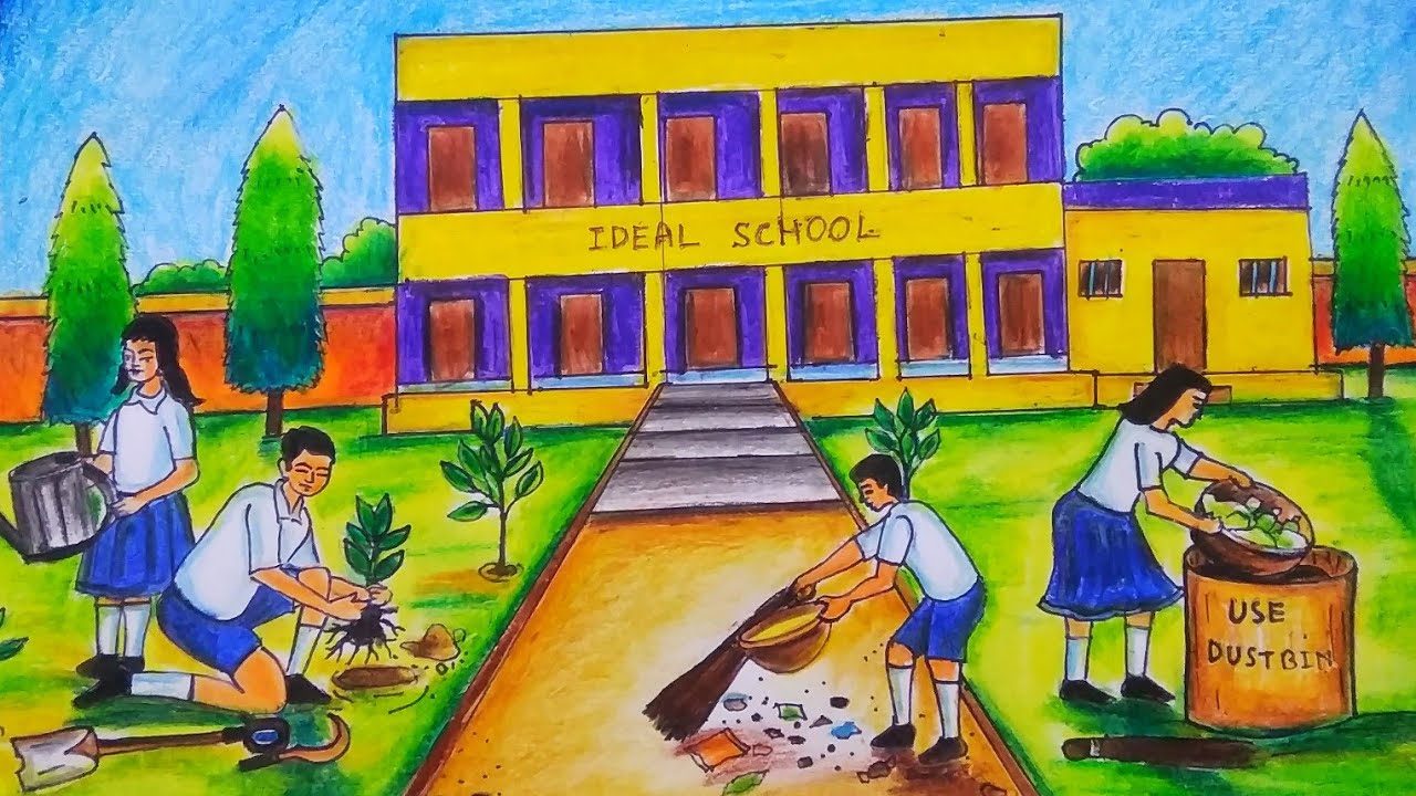 নিরমল বিদ্যালয় অঙ্কন,nirmal vidyalaya painting,swachh bharat abhiyan  drawing,clean indian drawing - YouTube