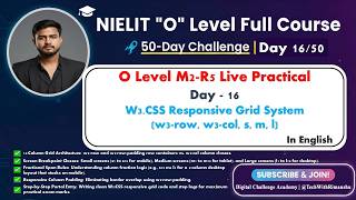 Details O Level M2-R5 Live Practical | Day 16: W3.CSS Responsive Grid System (w3-row, w3-col, s, m, l) News