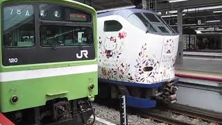 2019 04　JR・東海道線　新大阪駅　281系・はるか　キティラッピング