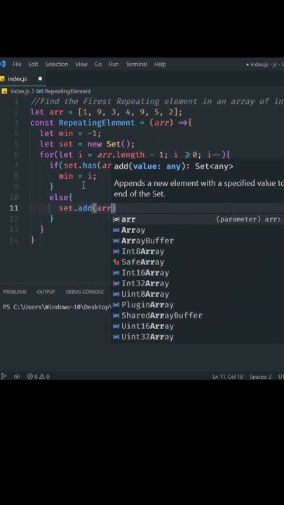 How to find first repeating element in a array in javascript # ...