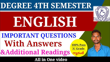Degree 4th semester English important Questions with Answers Explanation