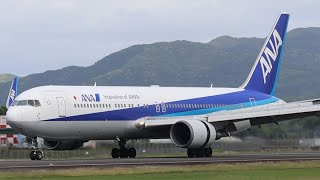 鹿児島空港GW終盤強風の中での朝の離着陸Kagoshima Airport