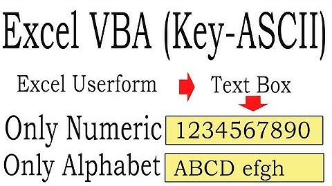 How to allow only input of numerical or alphabet values into userform Textbox using VBA