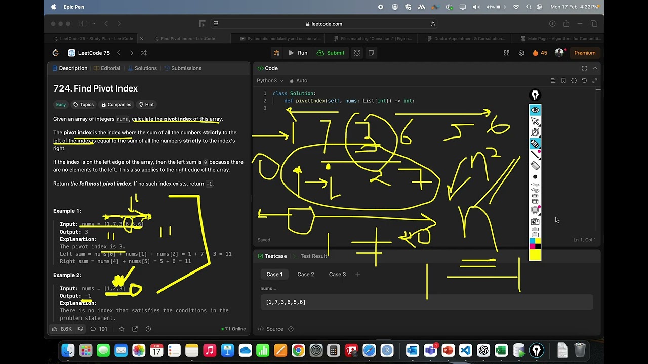 LEETCODE 75 | Prefix Sum | 724. Find Pivot Index