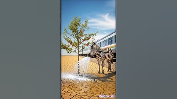 Zebra saved the apple tree from drying up by Watering it 😭 #ai #save #tree #zebra