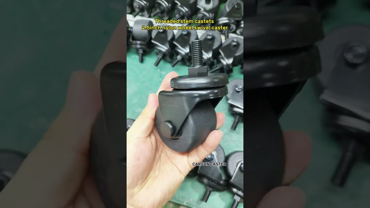 Threaded stem casters 2.5inch black nylon wheel swivel caster  
