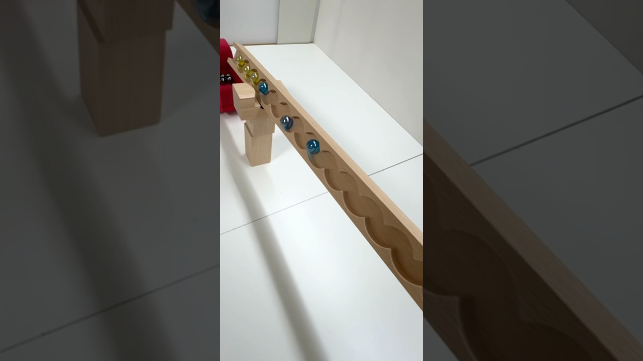 Marble Run ASMR ☆ Small Carpenter's Long Wave Ramp, Wooden Truck 