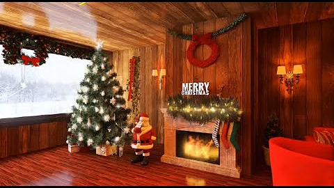 Cozy Christmas Ambience With Snowstorm and Crackling Fireplace Sounds-Christmas Songs