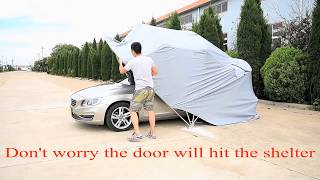 Retractable Carport SmallMedium Size Garage Foldable Car Shelter Completely Folded on Ground