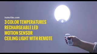 Hokolite Rechargeable LED Motion Sensor Ceiling Light With Remote