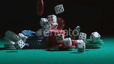 Dice and poker chips falling in slow motion; shot on Phantom Flex 4K at 1000 fps | Stock Footage...