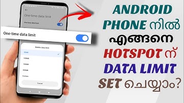 How To Set Wifi Personal Hotspot Data Limit | Malayalam