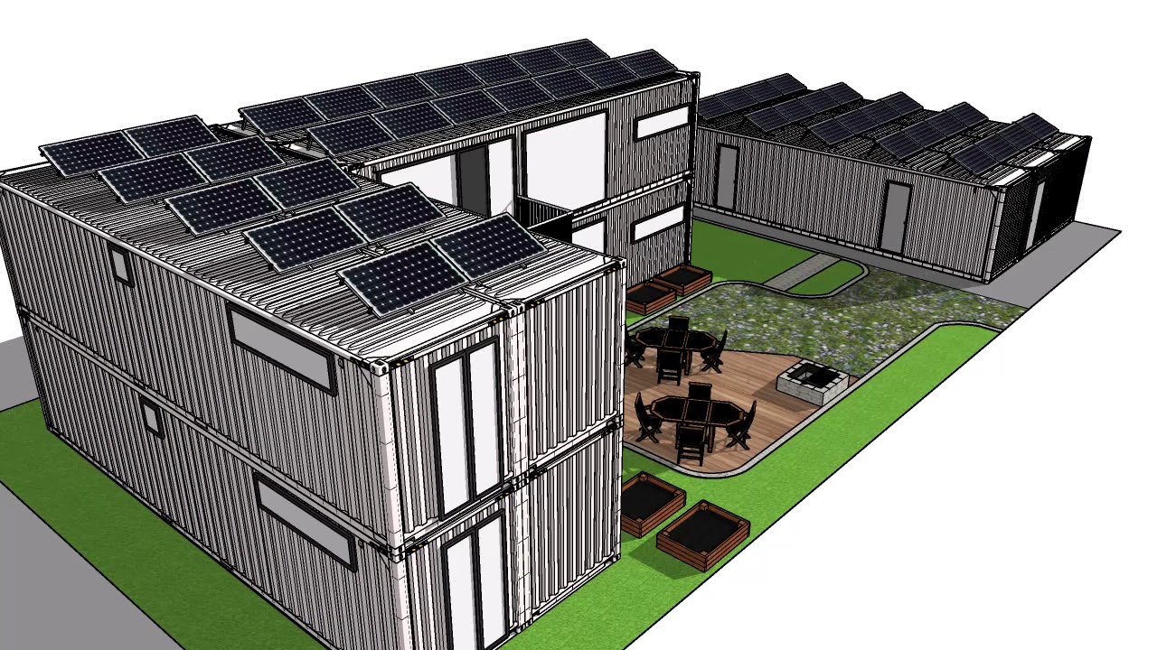 Shipping Container 4plex for a 50' x 100' lot