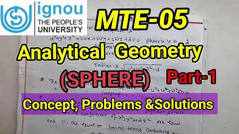 Problems &Solutions|Analytical Geometry(Part-1)|MTE-05|MATH SOLUTIONS for all|Lecture on Sphere|
