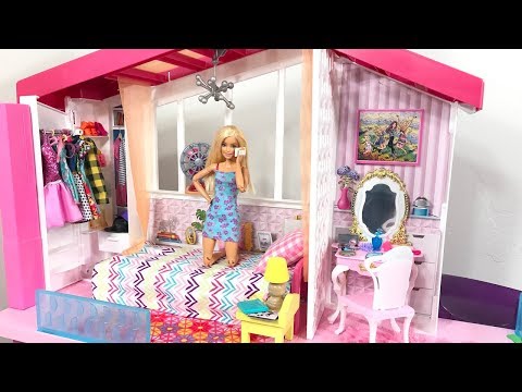 barbie doll house morning routine