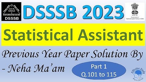 DSSSB | Statistical Assistant 2023 Previous Year Paper Solution #previousyearpapersolution #examprep