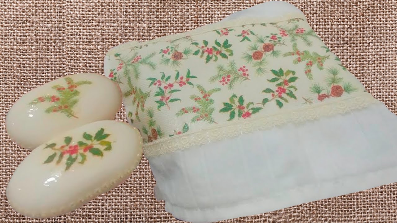 DECOUPAGE  EM TOALHA E SABONETE COM GUARDANAPO