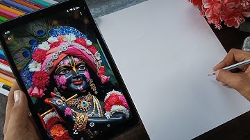 Draw with me - Krishna Drawing🥰, Janmashtami Drawing,  Step By Step