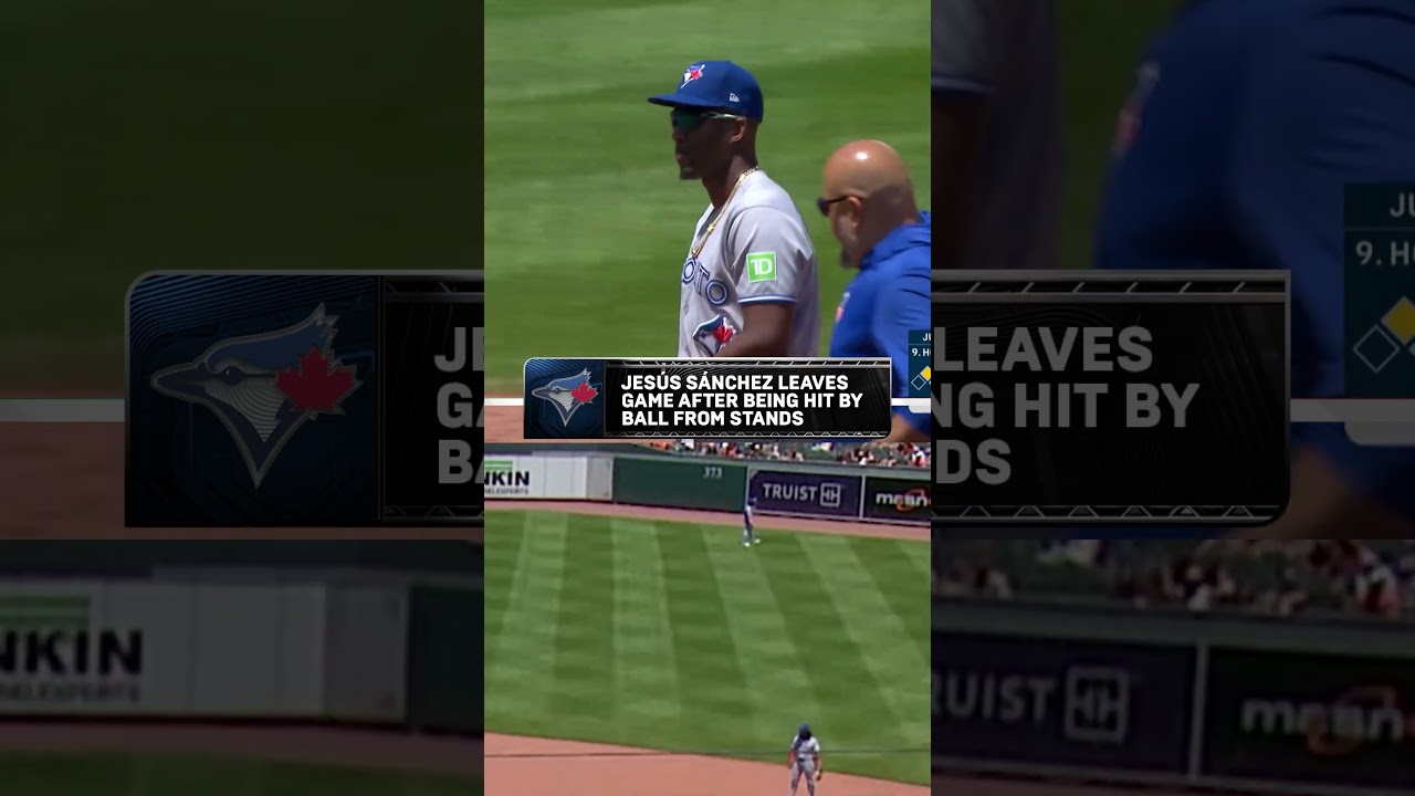 Jesús Sánchez left today's game after being hit by a baseball thrown by a fan #mlb #bluejays