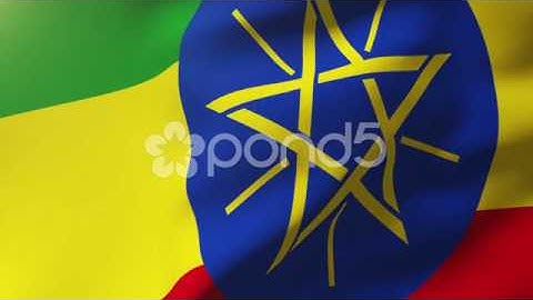 Ethiopia Flag Waving In The Wind. Looping Sun Rises Style. Animation Loop