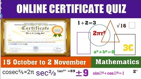 Online Mathematics Quiz 2020 l ONLINE QUIZ l Free Mathematics Quiz l Online Quiz With Certificate