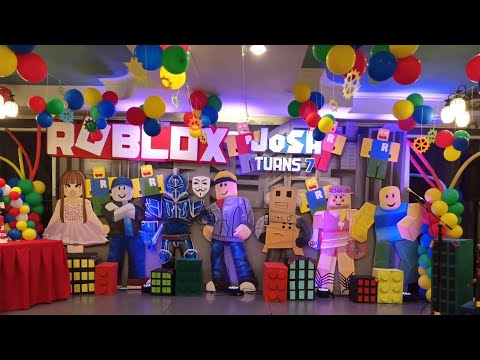 Roblox Theme Josh 7 L Balloon Decor L How To Make Column Cake Ark Garland Youtube - roblox theme party