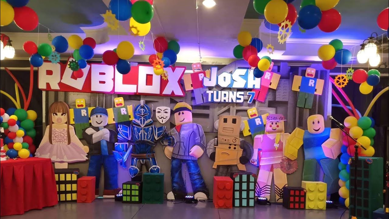 Roblox Theme Josh 7 L Balloon Decor L How To Make Column Cake Ark Garland Youtube - diy roblox birthday party decorations