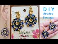 How to make DIY  Mystical Blue and Gold Beaded Earrings / Aretes / Orecchini / Tutorial #184