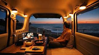 Ocean Waves ASMR | Starry Night Solo Car Camping, Grilled Chicken & Hot Noodles screenshot 5