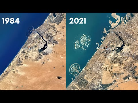 Dubai 1984-2021 Satellite Map View Blue Moon Universe