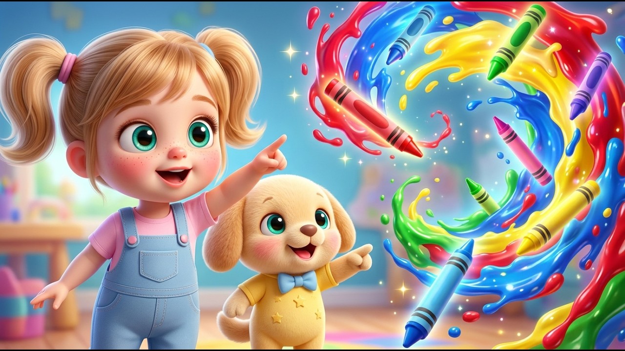 Cântecul Culorilor cu Luna și Puppy 🌈 | Învață Culorile pentru Copii 👧🐶