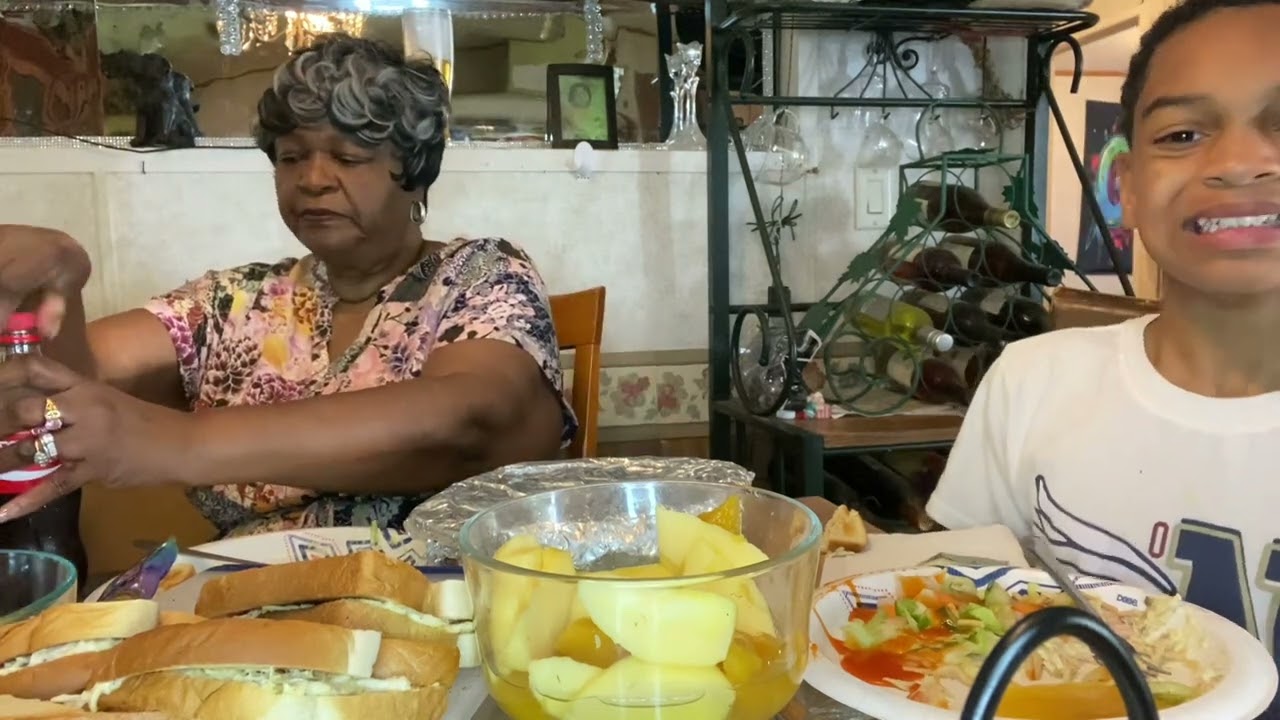 Today we’re eating homemade chicken salad sandwiches with a salad and a fruit salad