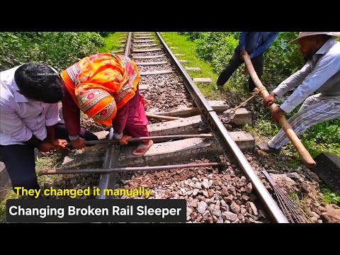 Fixing a broken Rail. Old #Railway Sleeper Change Manually. Mymensingh, Bangladesh.