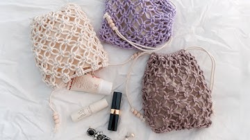 [SUB] DIY Macrame Pouch Bag 마크라메 파우치 만들기