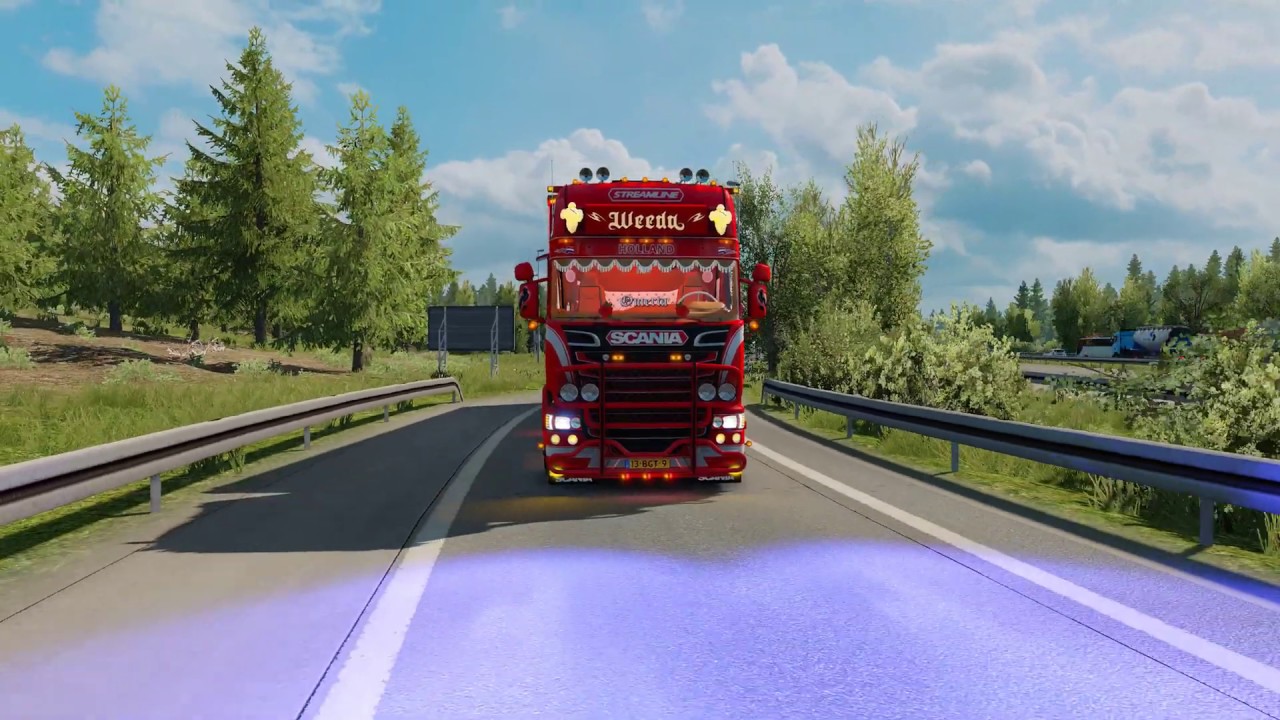 ETS 2 tuning SCANIA R500 V8 + TRAILER MOD - YouTube