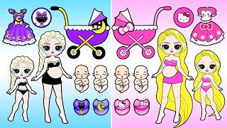 Disney Princess Pregnant And 4 Babies Dress up  Hello Kitty | 35 Best DIY Arts & Paper Crafts