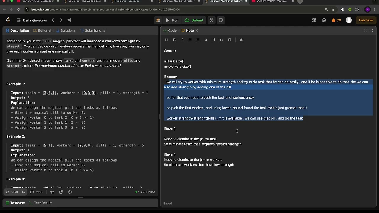 Maximum Number of Tasks You Can Assign || Leetcode ||